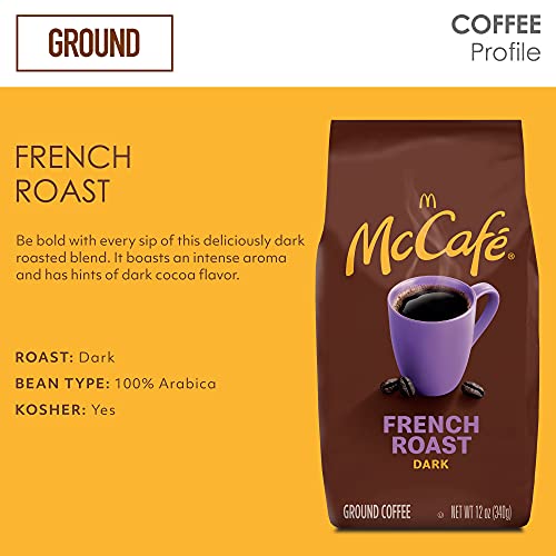 McCafe French Roast Ground Coffee 12 oz Bag - Dark Roast Arabica Beans, Kosher