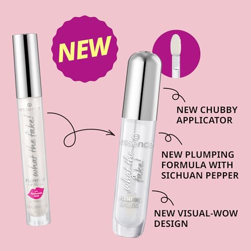 Essence What The Fake! Plumping Lip Gloss - Hydrating Clear Gloss with Hyaluronic Acid