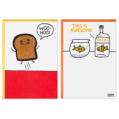 Hallmark Funny Birthday Cards Pack - Toast & Goldfish Designs