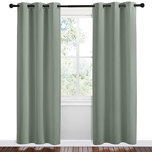 NICETOWN Sage Green Blackout Curtains - 42" x 78" Room Darkening Drapes
