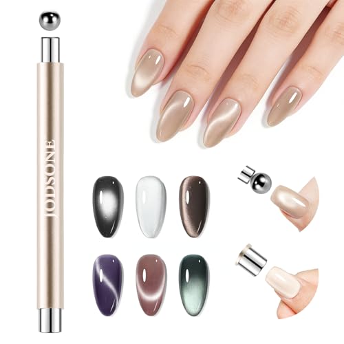 JODSONE 3-in-1 Cat Eye Nail Magnet Tool - Cylinder & Sphere Pens for Gel Polish Art