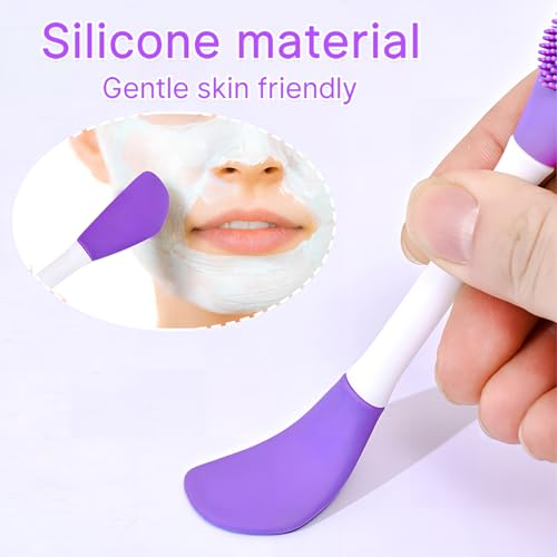 Silicone Facial Cleansing Brush and Face Mask Applicator - 2 Pcs Purple