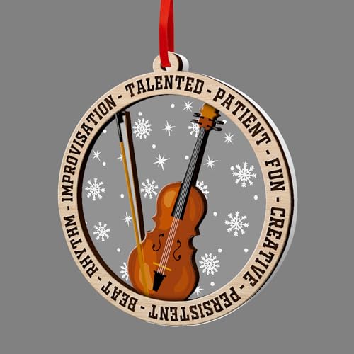 Violin Ornament for Christmas Tree - Wooden & Acrylic Decoration