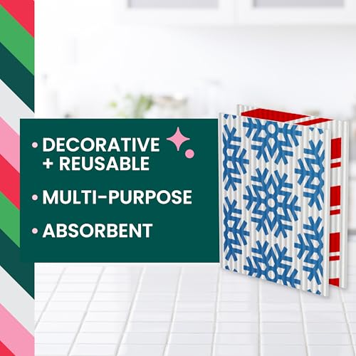 Scotch-Brite Season's Clean Sponge Cloths - Reusable Holiday Dish Towels (Pack of 2)