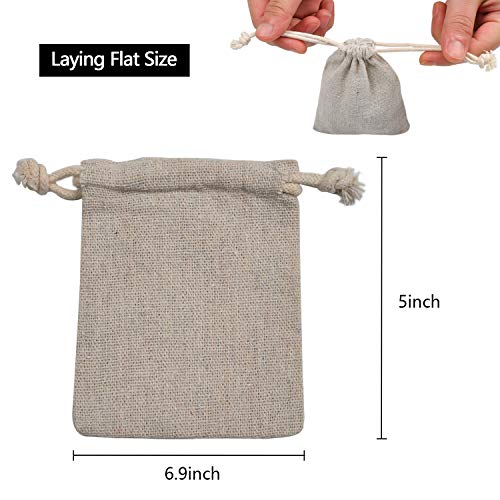 Calary 5x6.9 Inch Cotton Drawstring Bags - 25 Pack Muslin Pouches