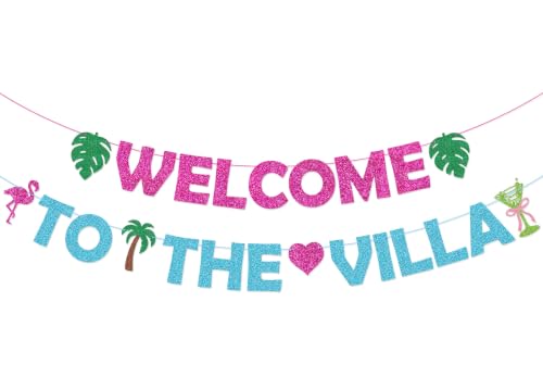 Welcome to The Villa Banner - Tropical Bachelorette Party Decor
