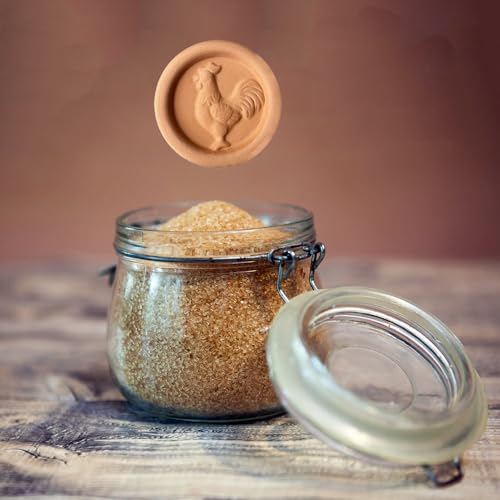 OULLYY 2 Pcs Roosters Terracotta Brown Sugar Keeper Disc - Reusable Food Storage Softener