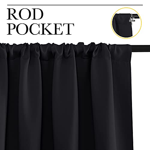 NICETOWN Blackout Curtains for Bedroom - 42"W x 63"L, 2 Panels, Black