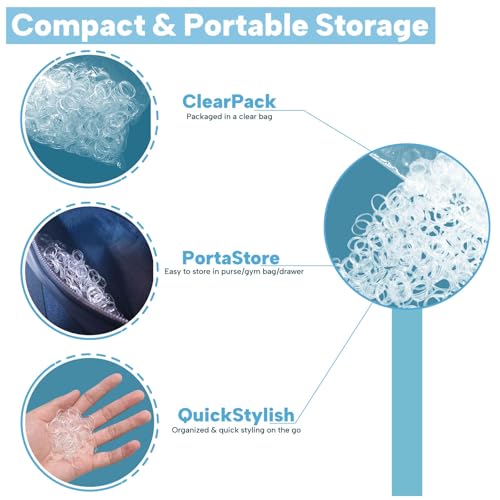 Clear Elastic Hair Ties 500 Pack – Strong Stretchy Bands for All Hair