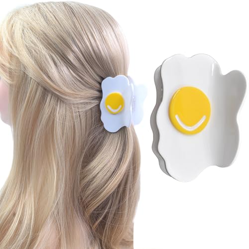Sunny Side Up Egg Hair Claw Clip 3.1 Inch Non-Slip Poached Egg Barrette