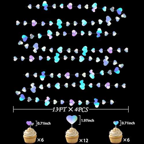 Iridescent Heart Garland - 52Ft Wedding & Party Decoration