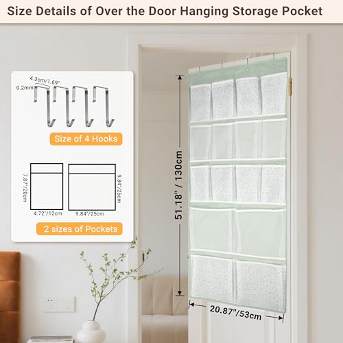 KANCNT 16-Pocket Over-the-Door Hanging Storage Organizer, Medium-Green