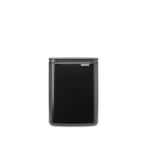 Brabantia Bo Small Lift-Open Trash Can | 1.8 Gal / 7L | Matt Black | Wall-Mountable/Free Standing Bedroom, Bathroom, Nursery Trash Can, Removable Inner Bucket, Non-Slip Base | +Trash Bags