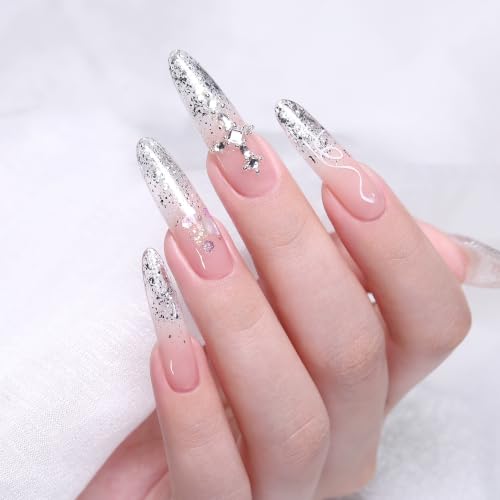 Imtiti Silver Glitter Gel Nail Polish Diamond Sparkle Soak Off UV LED 10ML