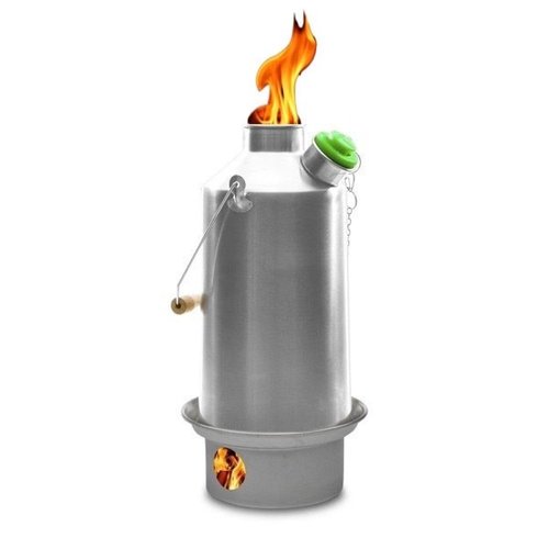 'Base Camp' Kelly Kettle® 54fl.oz | Stainless Steel | Whistles When Boiled | Kettle & Camp Stove in one | Ultra-fast | Wood Fuelled | NO Batteries/Gas | Camping, Fishing, Scouts, Picnics, Emergencies