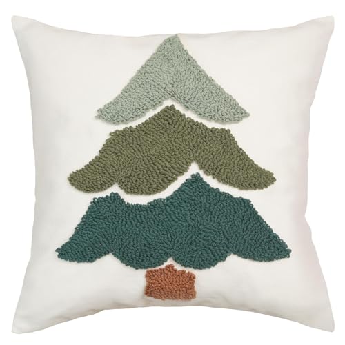 GEEORY Christmas Pillow Covers 18x18 Inch | Embroidered Xmas Tree Decor