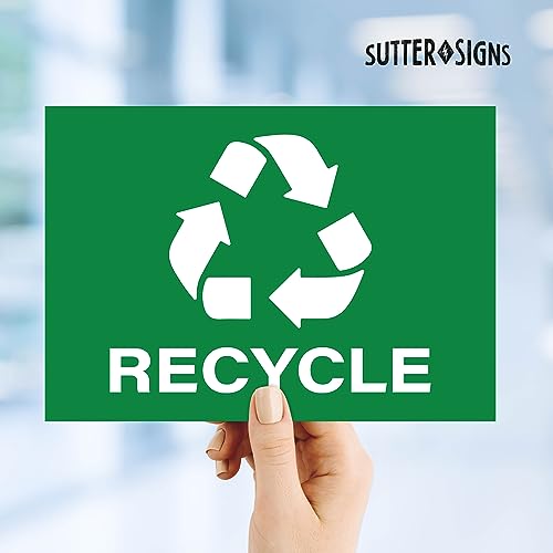 Green Recycle Stickers - 7" x 10" Weatherproof Vinyl (Pack of 4)