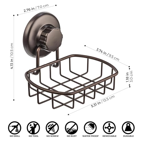 HASKO Bronze Suction Cup Soap Dish for Shower Wall Rustproof Stainless Steel