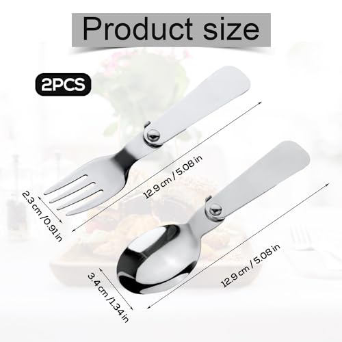 BOXOB Foldable Stainless Steel Spoon & Fork Set for THERMOS 10 Oz Food Jar - Variation 2