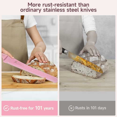CoquusAid Double Serrated Bread Knife - 11.6 Inch Crusty Bread Slicer