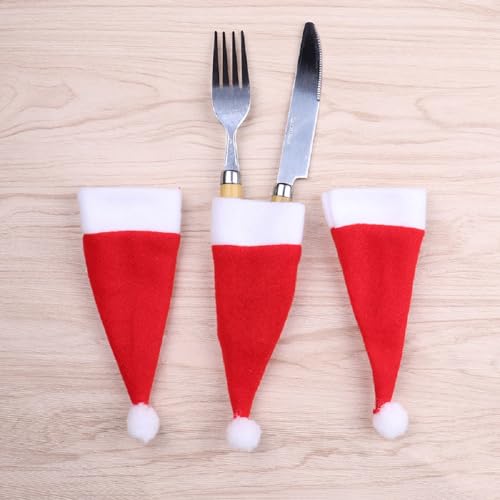 10 Pcs Mini Santa Claus Hats for Christmas Wine Bottles and Crafts