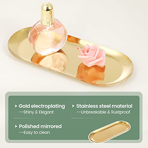 Wikapy Gold Decorative Tray Set - Multi-Functional Organizer for Jewelry, Perfume & More