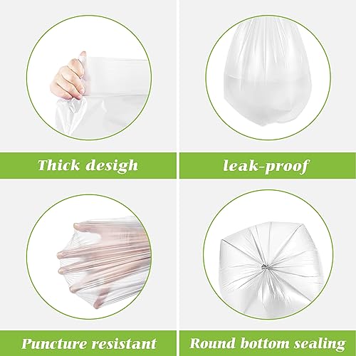 Teivio 8 Gallon Clear Trash Bags, Unscented, 70 Count