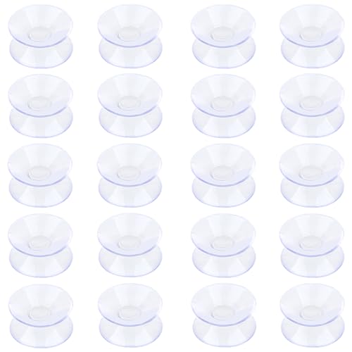 Pawfly 20 Pack 1.2 Inch Double Sided Suction Cups - Clear PVC