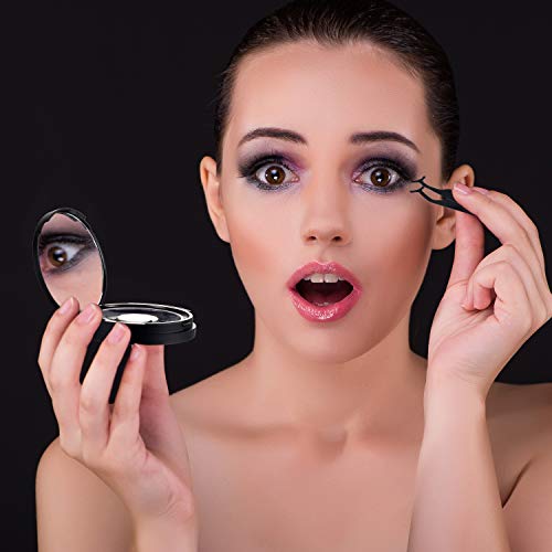 6 Pcs Eyelash Storage Cases with Mirror, Black Round False Eyelash Organizers