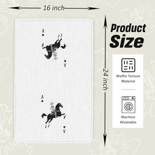 Gothic Skeleton Kitchen Towels - Funny Cowboy Skull Design, 16x24 Inch