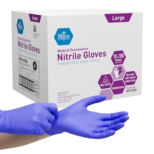 MedPride Powder-Free Nitrile Exam Gloves - Large, Case of 1000