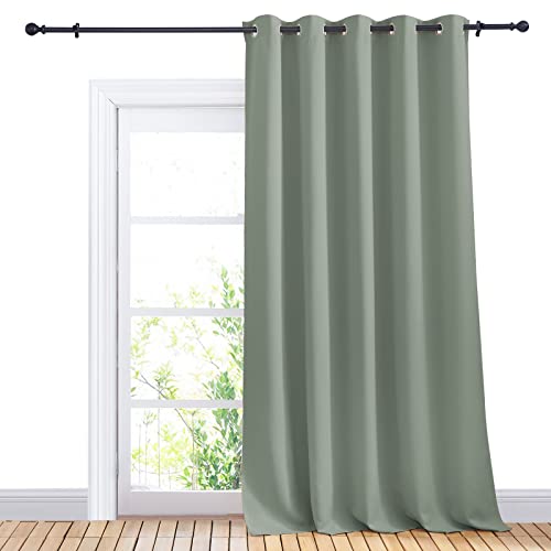 NICETOWN Blackout Curtain Panel, Greyish Green, 70 x 95 Inch Thermal Drape