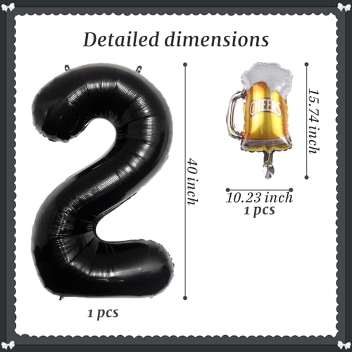 40-Inch Black Number Balloon with Mini Beer Balloon for Parties