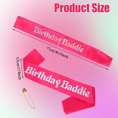 Pink Birthday Sash with Shimmering Lettering for Women Party Decor