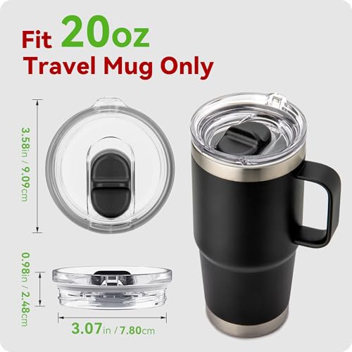 20 oz Stronghold Lid Replacement for YETI Rambler Travel Mug, Screw On Top Threaded Tumbler Twist Lid for Yeti 20oz Travel Mugs(Fits YETI Rambler 20 oz Travel Mug Only!)