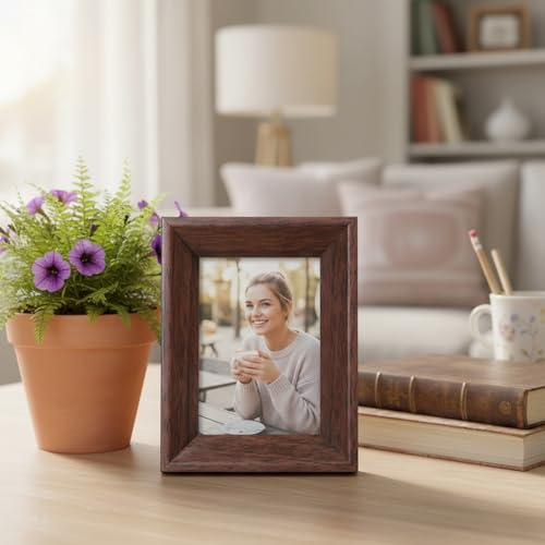 Eldraqth 2x3 Picture Frame, Rustic Walnut Wood Mini Photo Frame for Tabletop