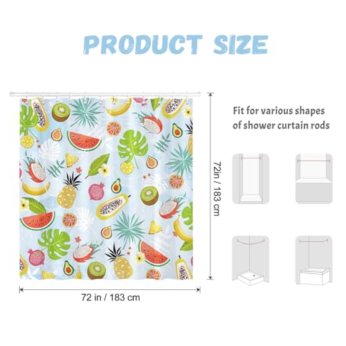 Dazzlewall Tropical Fruits Shower Curtain - 72x72 Inch Blue Fabric