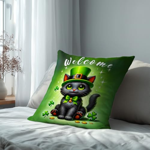 St. Patrick's Day Cat Paw Pillow Covers - Set of 2, 18x18 Inch