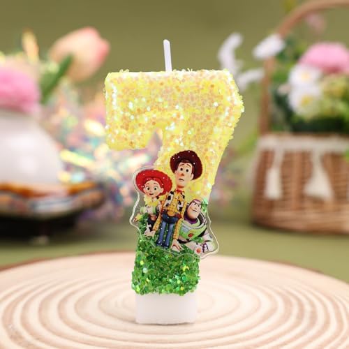 Cartoon Birthday Number 7 Candle - Toy Theme Cake Decoration