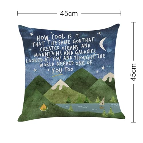 Mountains Throw Pillow Cover - Inspiring God Quote, 18x18