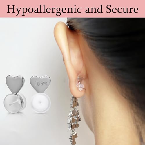 Silicone Earring Lifters for Droopy Ears and Heavy Earrings White Gold