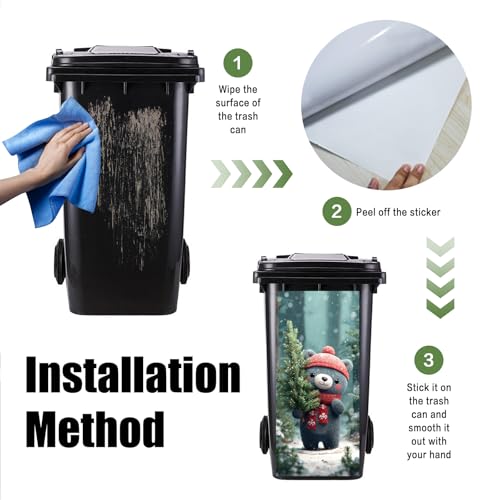 Nuxovilar Winter Bear PVC Garbage Pail Sticker - 14.57x32.28 in