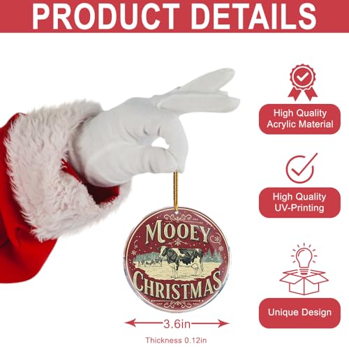 Funny Cow Christmas Ornament - Naughty Farmer Gag Gift Acrylic Decor