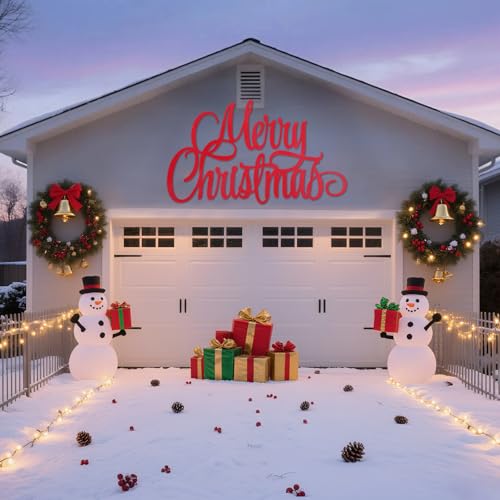 47 Inch Red Merry Christmas Metal Wall Decor - Outdoor Holiday Decoration