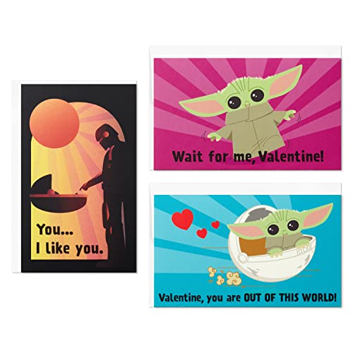 Baby Yoda Valentine's Day Cards - 18 Mini Cards & Envelopes