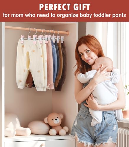 DOIOWN 10 Pack Baby Pants Hangers with Clips - Non-Slip Closet Organizer