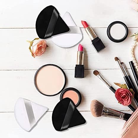 Black Velour Triangle Powder Puffs for Face Makeup 4-Piece Set