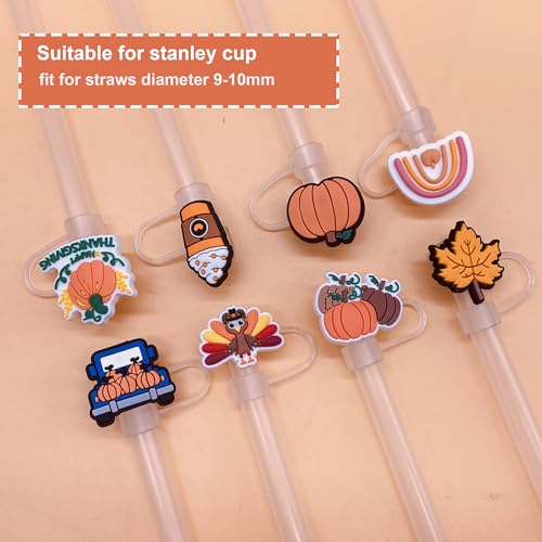 Thanksgiving Fall Straw Toppers for Stanley Cup - 9pcs Set