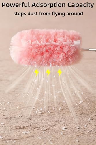 GMLRKY Pink Heavy Duty Duster Kit with 10 Refills & 3FT Handle