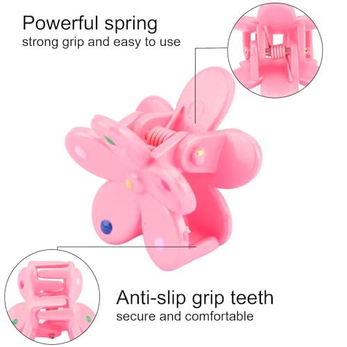 TODDER 18 Pack Small Flower Hair Clips Mini Claw Clips for Kids Women